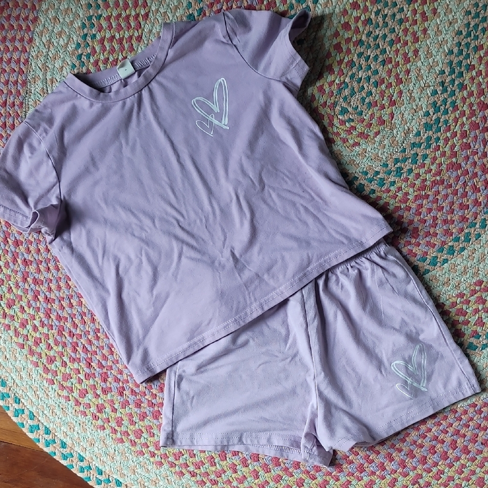 Lavender Heart Print Women's Sleepwear Set